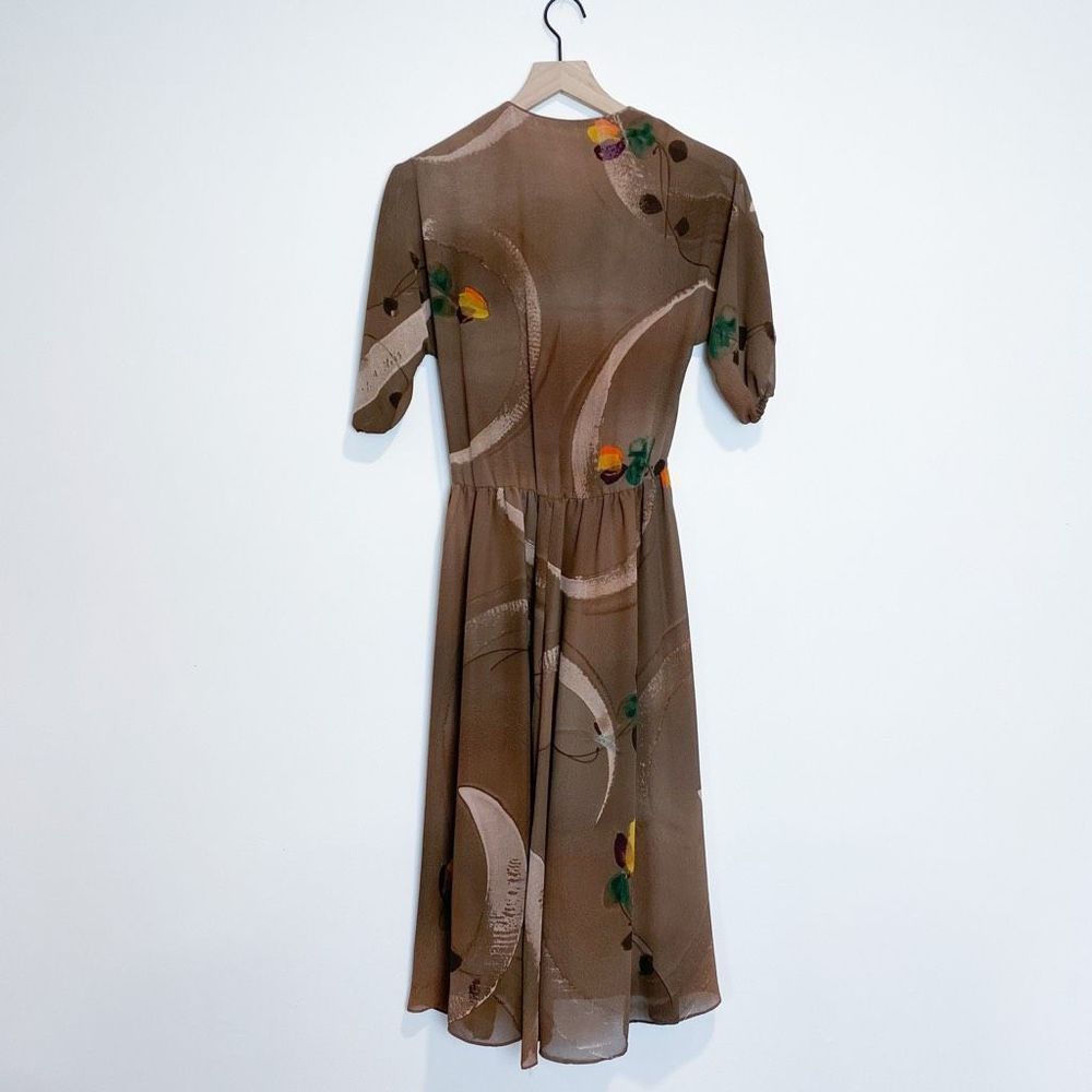 Vintage 70s Jody of California A-Line Floral Boho Hippe Dress Peekaboo Shoulder - Picture 2 of 12